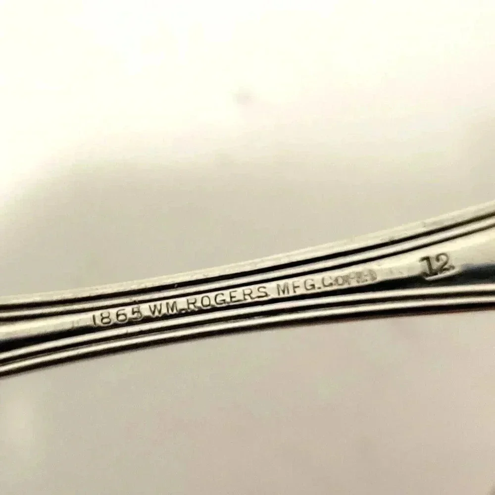 1865 Wm Rogers Mfg Co AA Antique Silverplate Fork 12 DWT 7 1/2